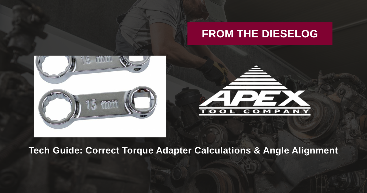 Step-by-step close up layout of metric torque adapter attached to a 3/8 drive torque wrench on an engine manifold